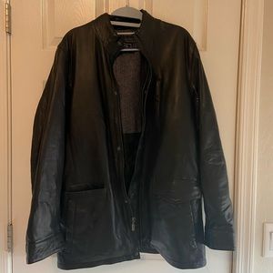 MISSANI Black Leather Jacket Mens